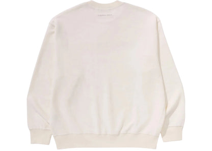 bape bathing ape logo relaxed fit crewneck sweatshirt ivory