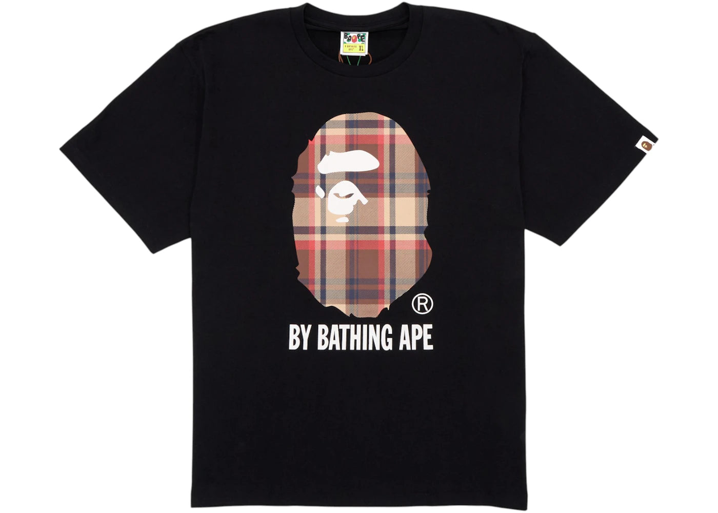 bape check by bathing ape tee black/red