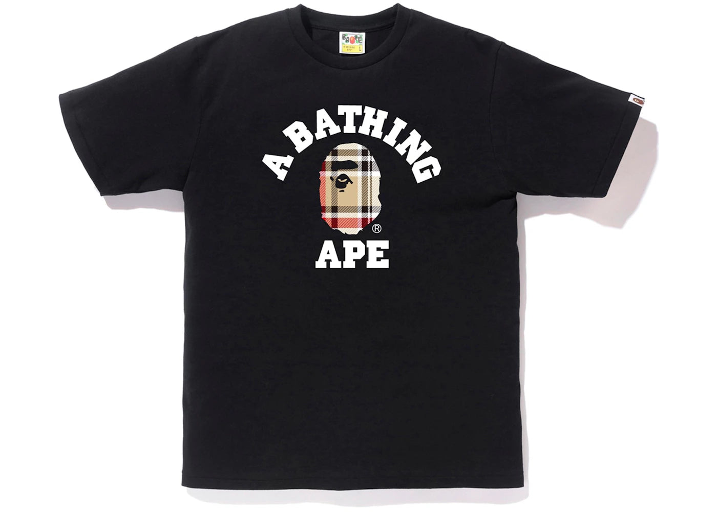 bape check college tee black/beige