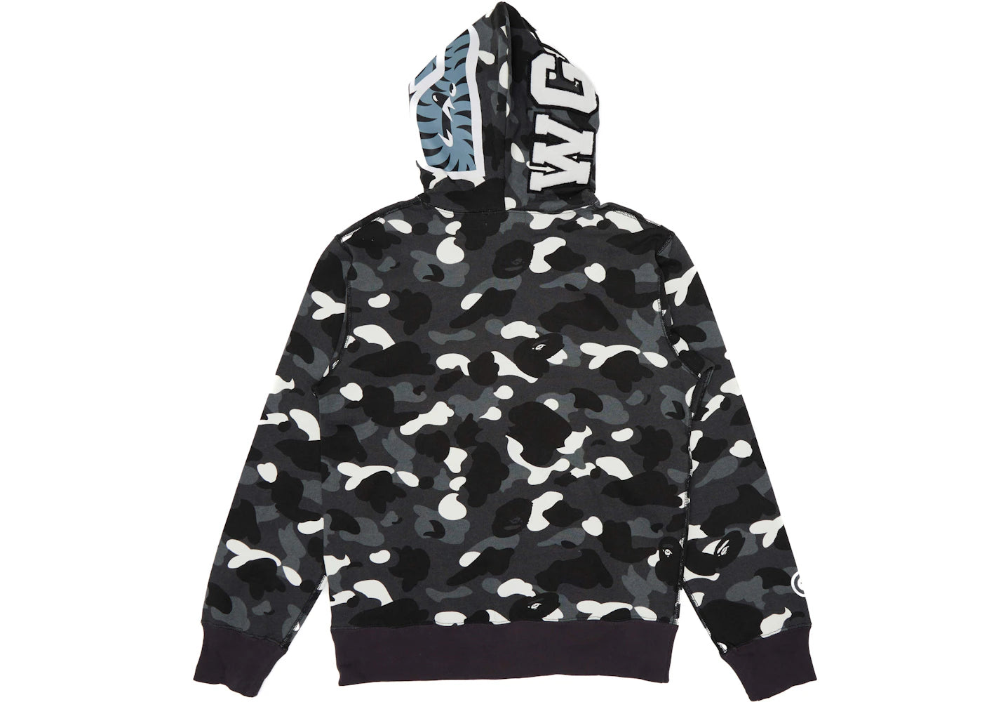 bape city camo shark full zip hoodie (ss23) black