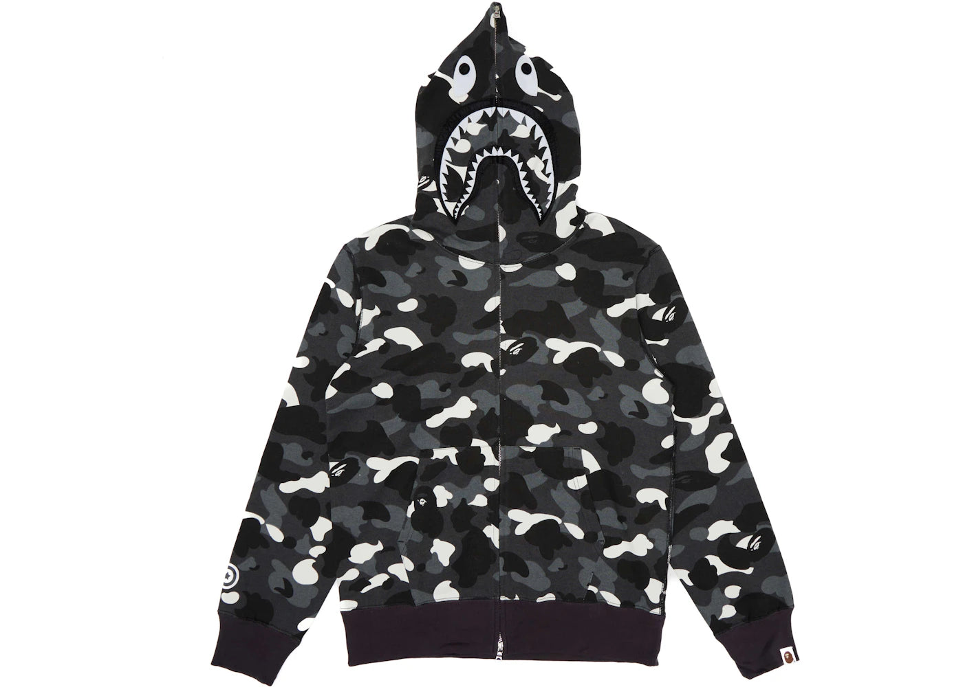 bape city camo shark full zip hoodie (ss23) black