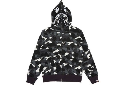 bape city camo shark full zip hoodie (ss23) black