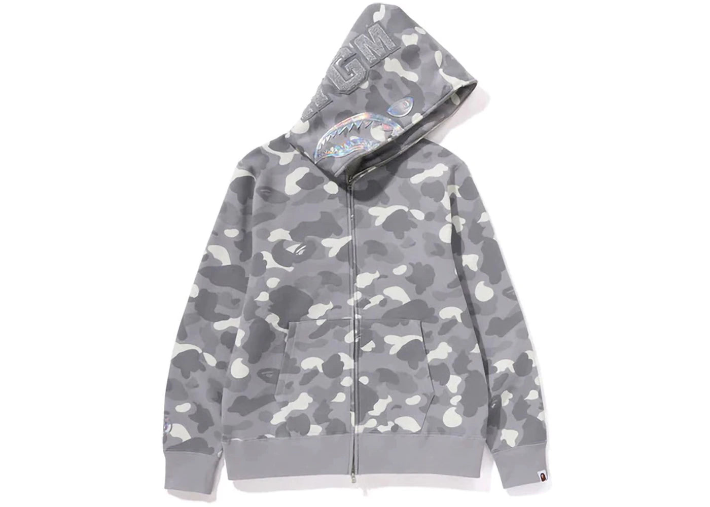 bape city camo shark full zip hoodie (ss24) gray
