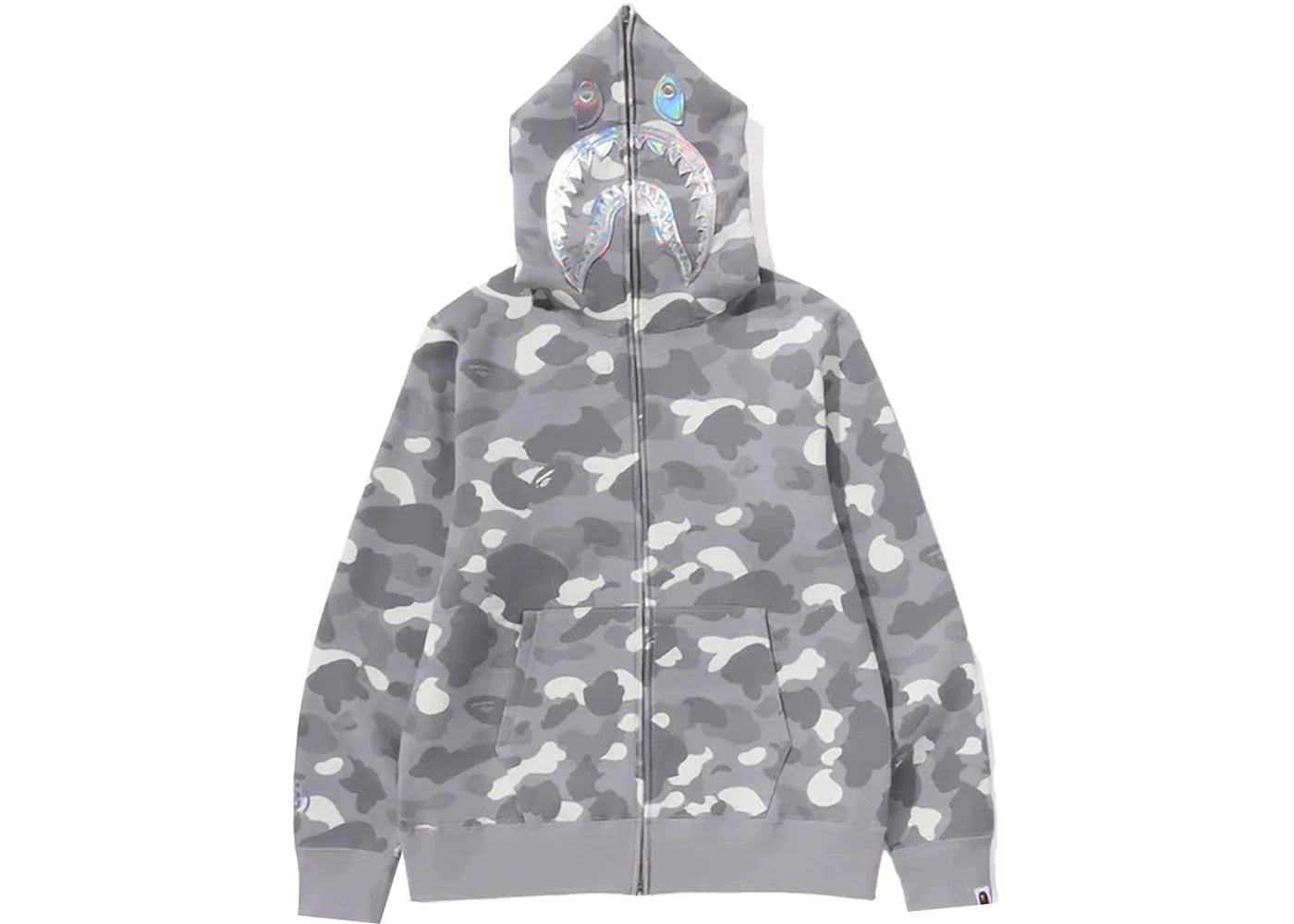 bape city camo shark full zip hoodie (ss24) gray