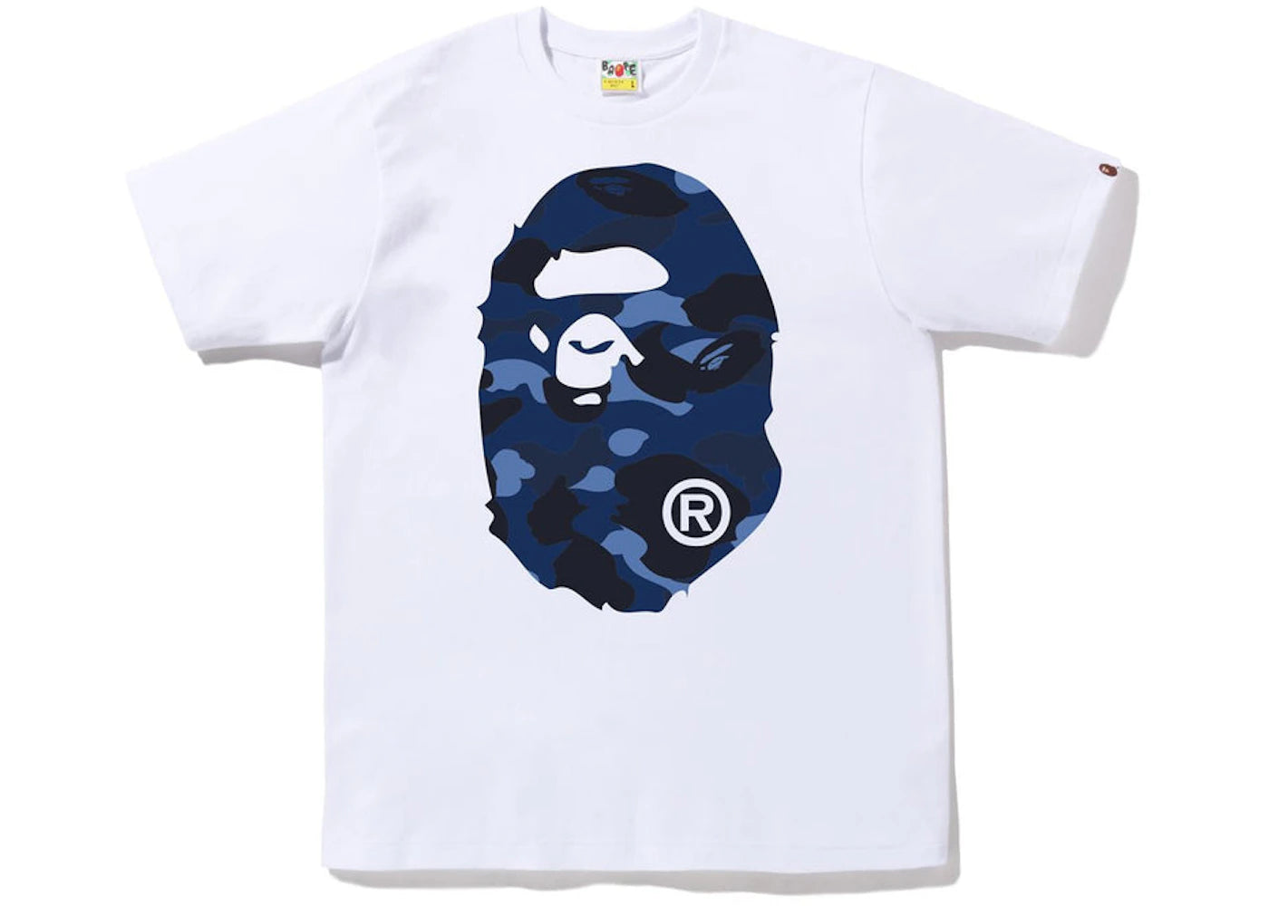 bape color camo big ape head tee white blue
