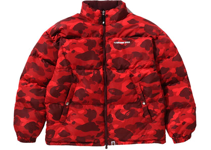 bape color camo reversible down jacket red
