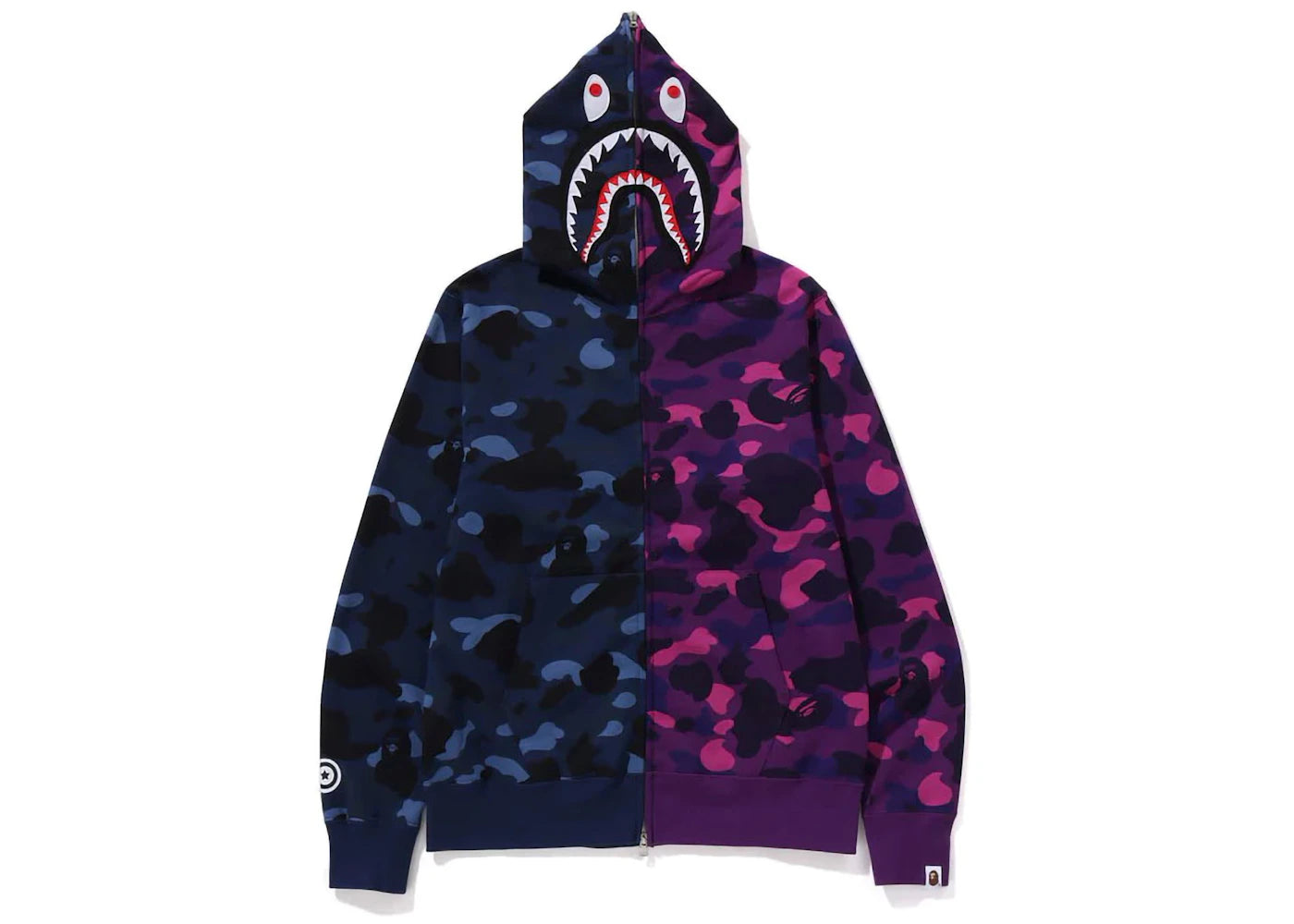 bape color camo separate shark fz hoodie navy/purple