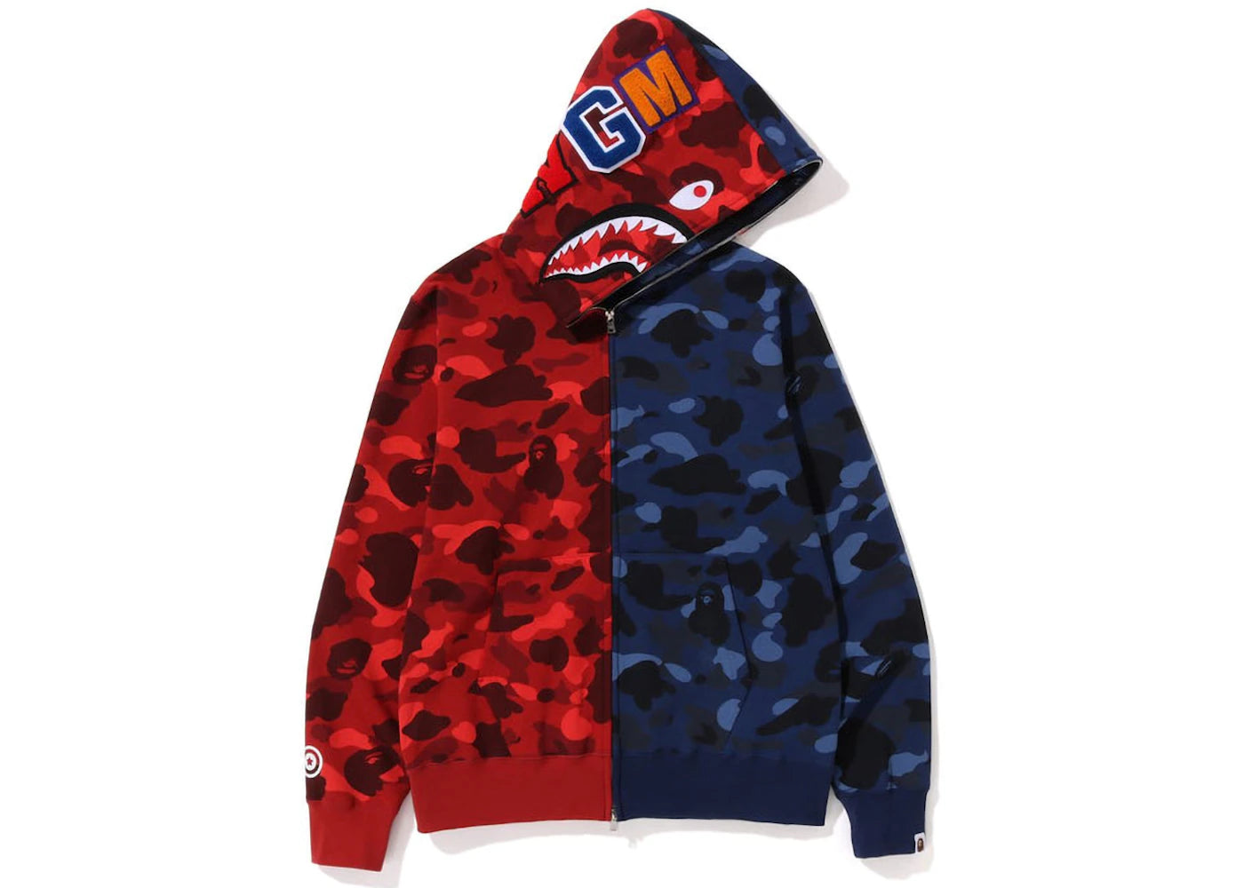 bape color camo shark full zip hoodie (fw22) red navy