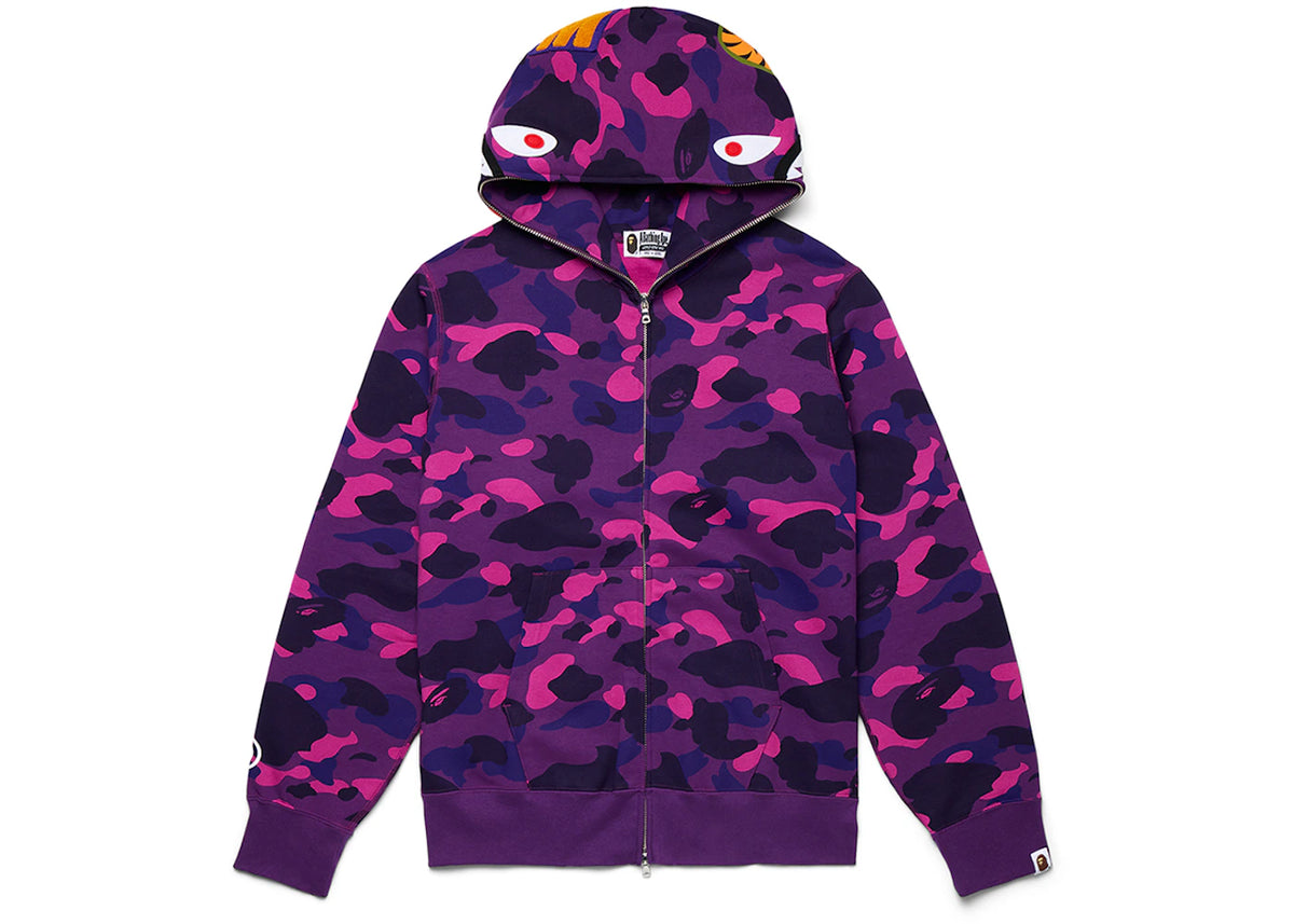 Bape Color Camo Shark Full Zip Hoodie Purple