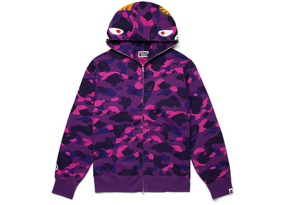 bape color camo shark full zip  hoodie purple