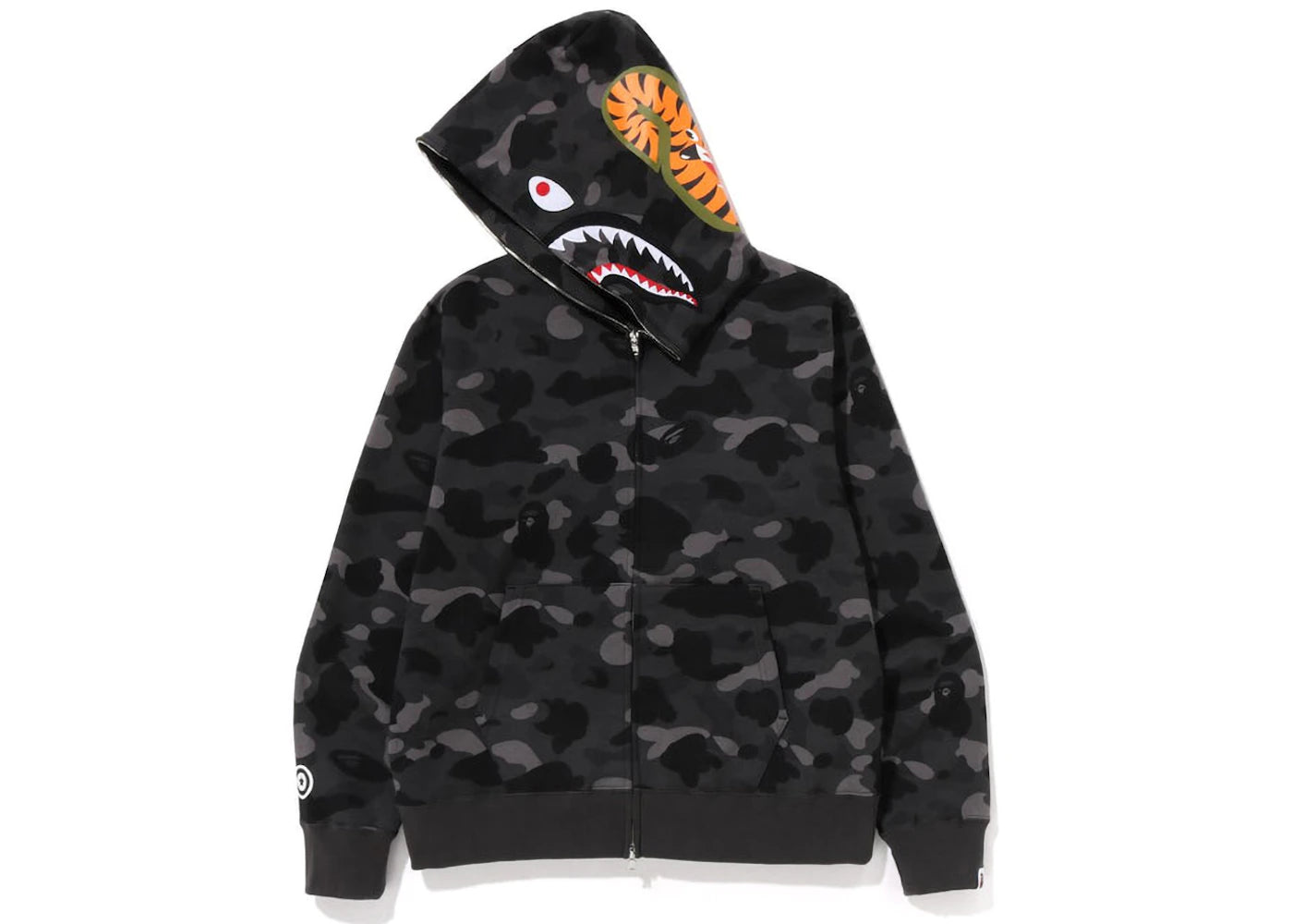 bape color camo shark full zip hoodie black