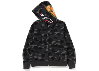bape color camo shark full zip hoodie black