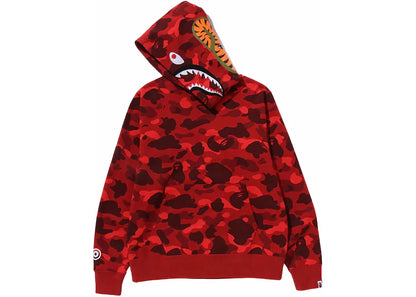 bape color camo shark pullover hoodie red