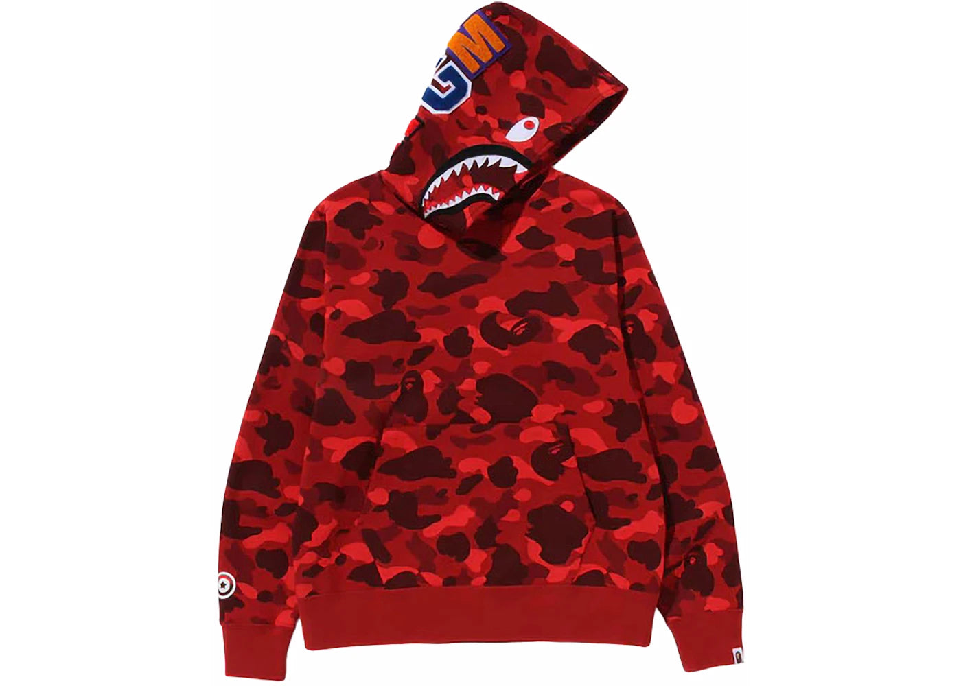 bape color camo shark pullover hoodie red
