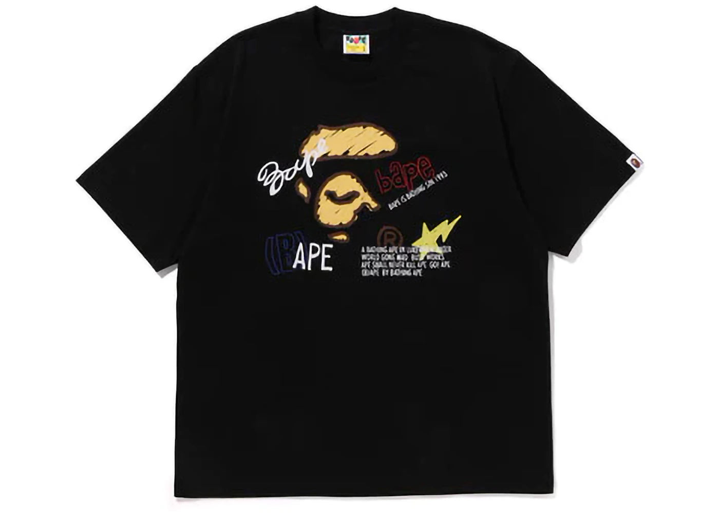 bape hand draw graphic relaxed fit tee black