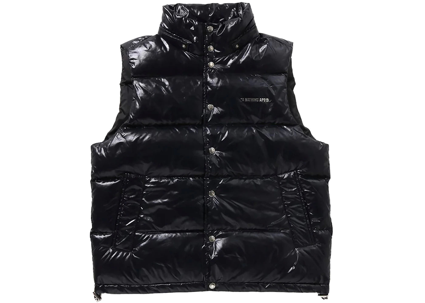 bape line camo debossed nylon down vest black