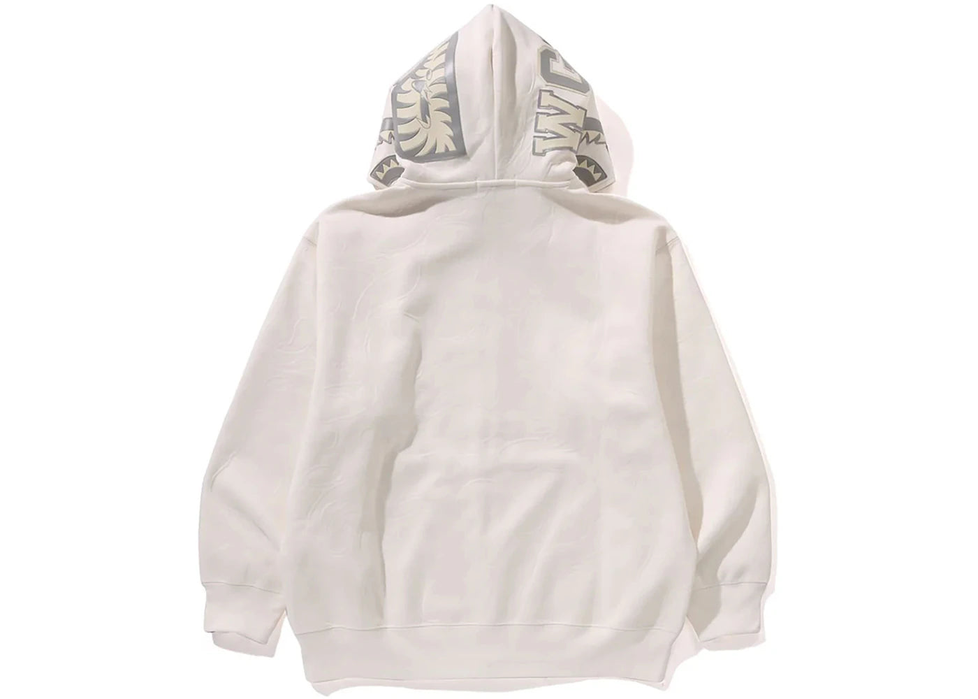 bape line camo quilted shark relaxed fit full zip hoodie ivory