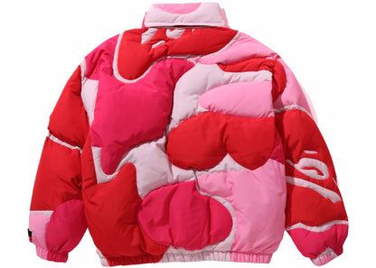 bape mega abc camo detachable hoodie puffer down jacket pink