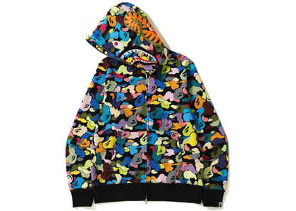 bape multi camo shark full zip hoodie (ss23) black