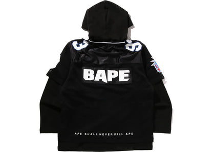 bape multi logo layered sleeves relaxed fit football jersey black