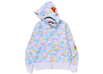 bape new multi camo 2nd shark full zip hoodie white