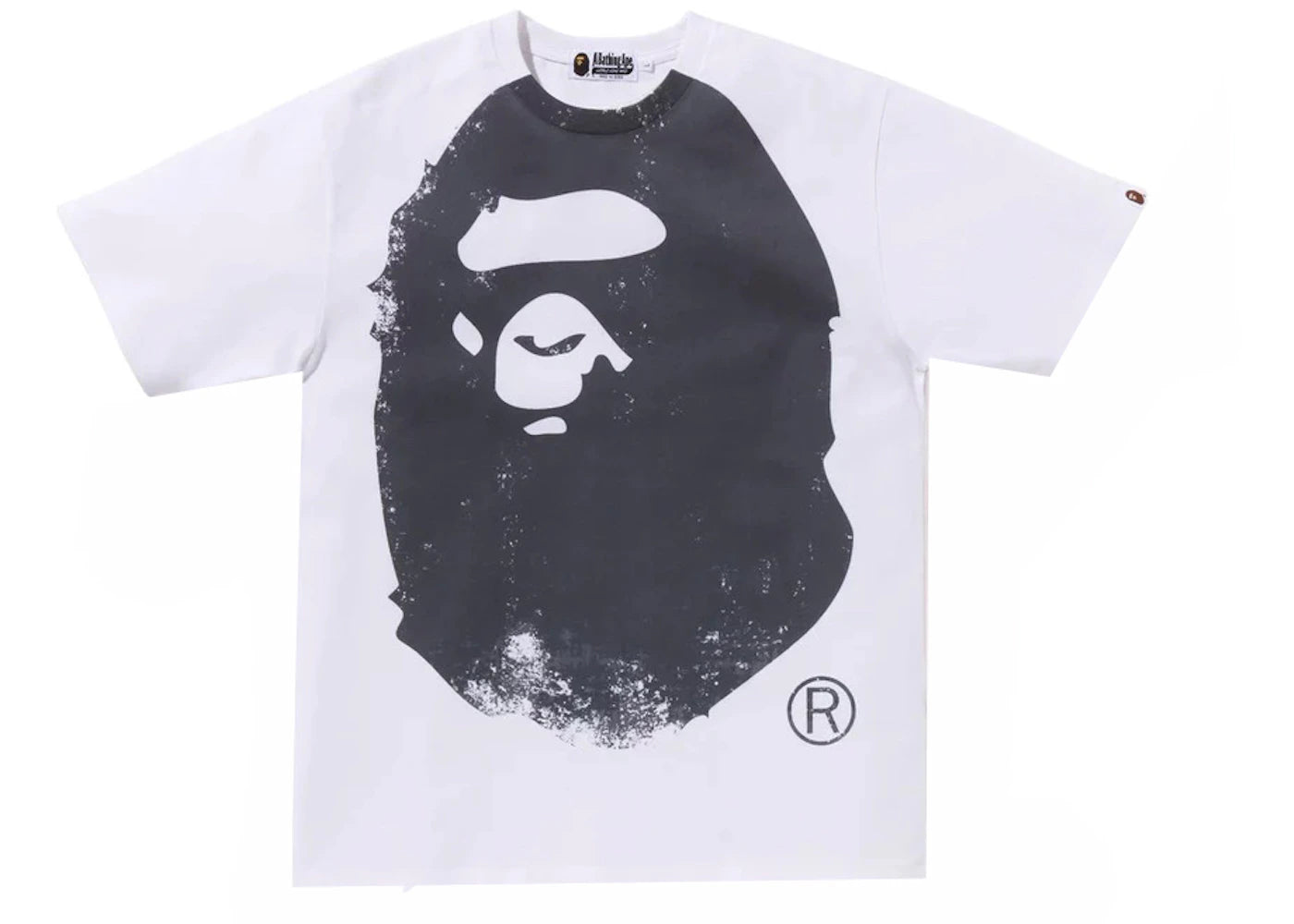 bape overprinted ape head tee white