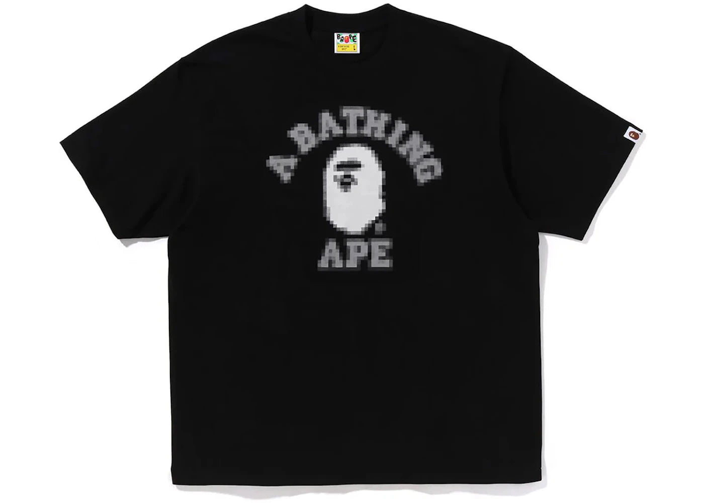 bape pixal college relaxed fit tee black