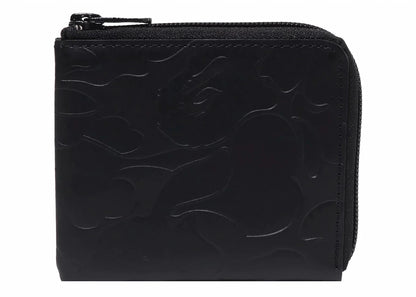 Bape Solid Camo Leather Iii Wallet Black