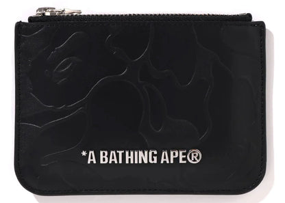 Bape Solid Camo Leather Pouch Wallet Black