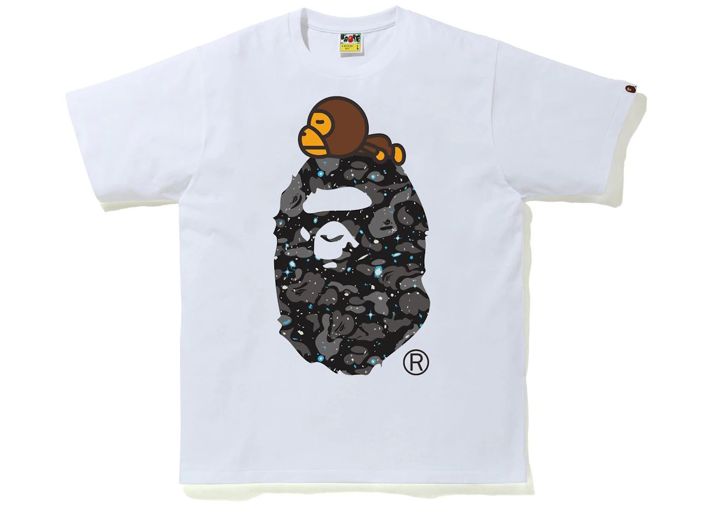 bape space camo milo on big ape tee (fw21) white