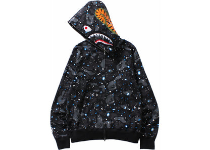 bape space camo shark wgm full-zip hoodie black