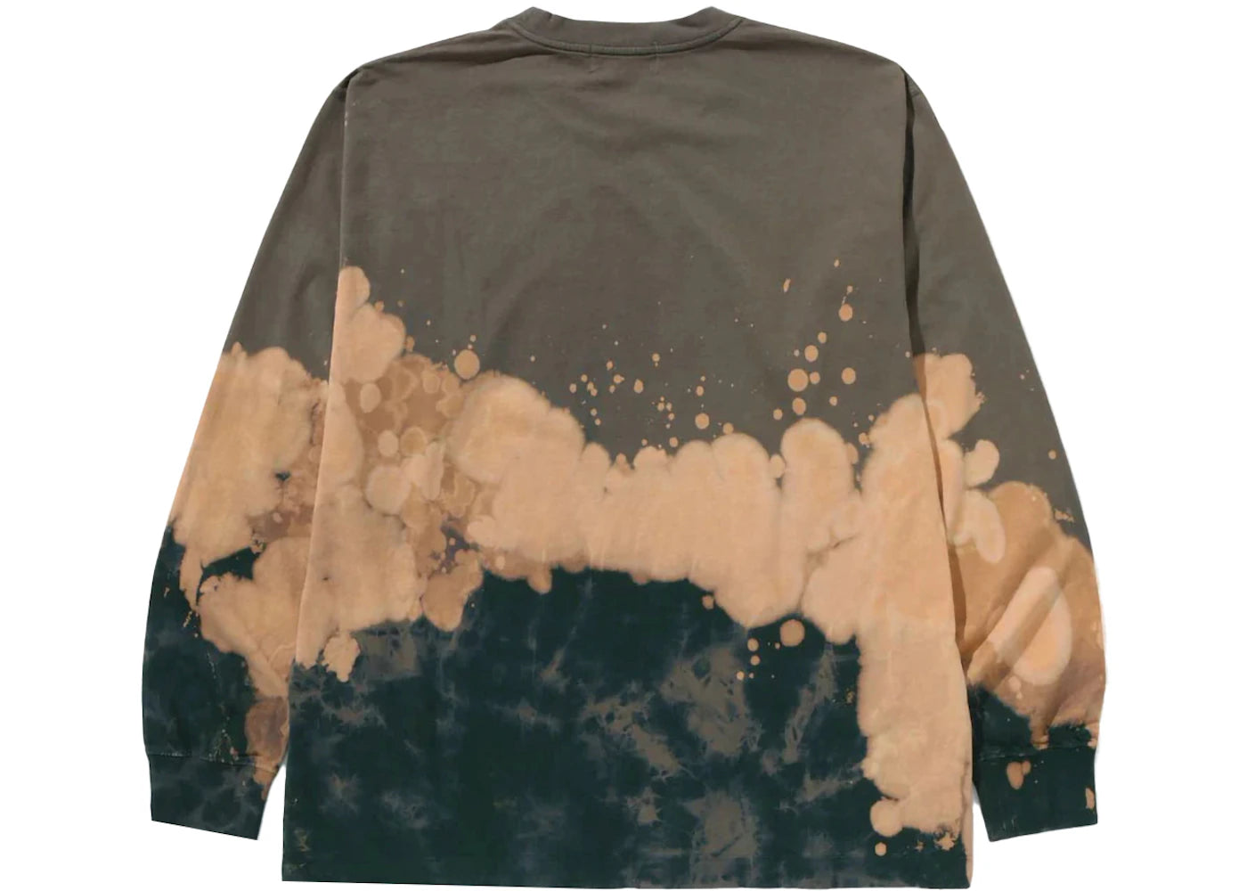 bape tie dye ape head relaxed fit l/s tee beige