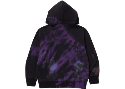 bape tie dye college relaxed fit pullover hoodie black