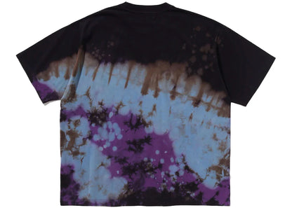 bape tie dye college relaxed fit tee black