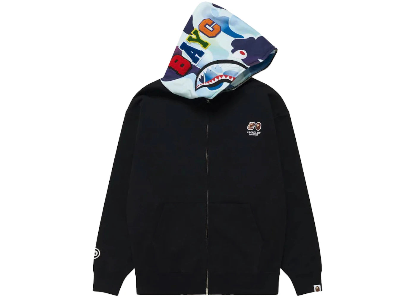 bape x bayc shark full zip hoodie black