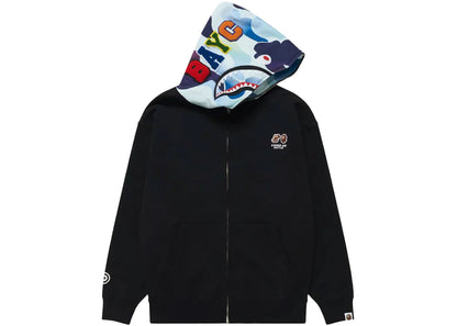 bape x bayc shark full zip hoodie black