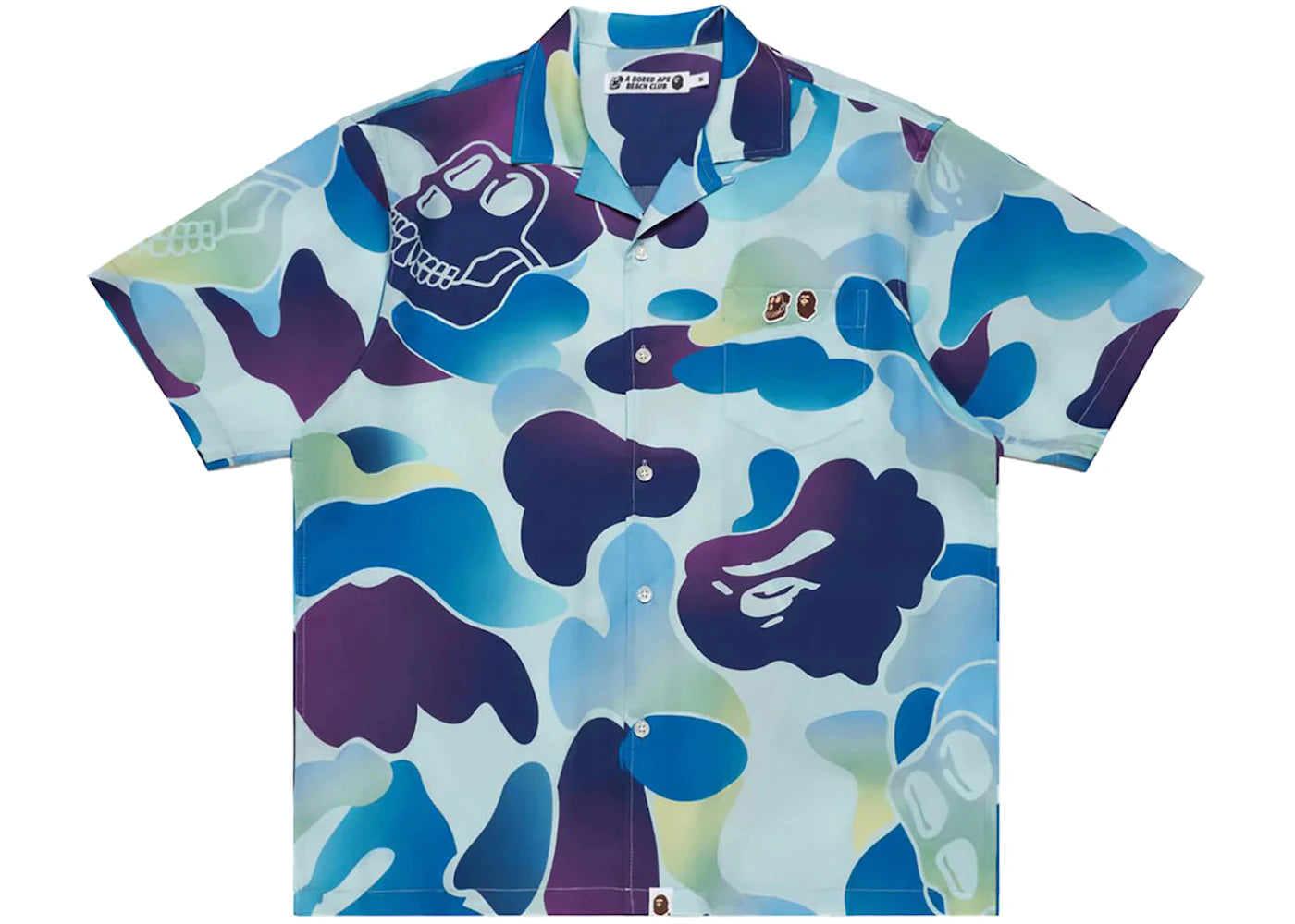 bape x bored ape yacht club hawaiian shirt blue