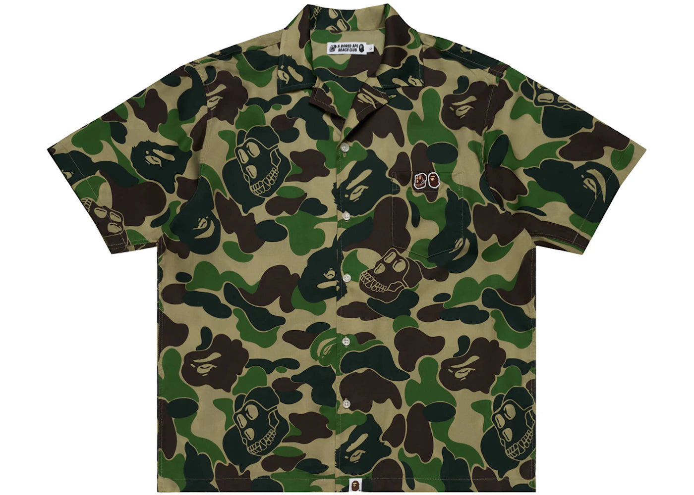 bape x bored ape yacht club hawaiian shirt green
