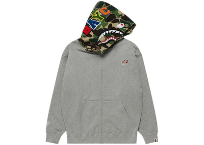 bape x bored ape yacht club shark full zip hoodie gray