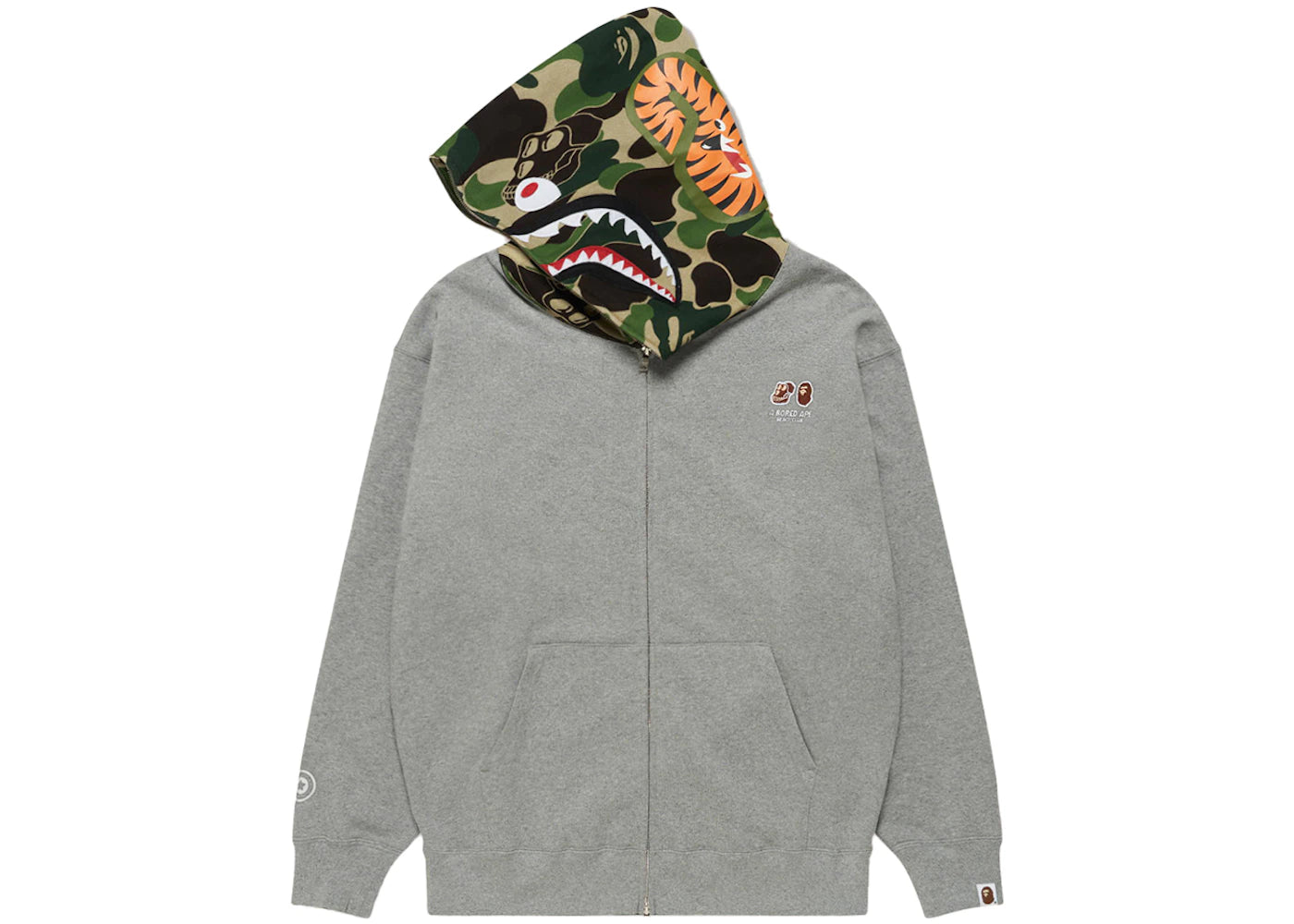 bape x bored ape yacht club shark full zip hoodie gray