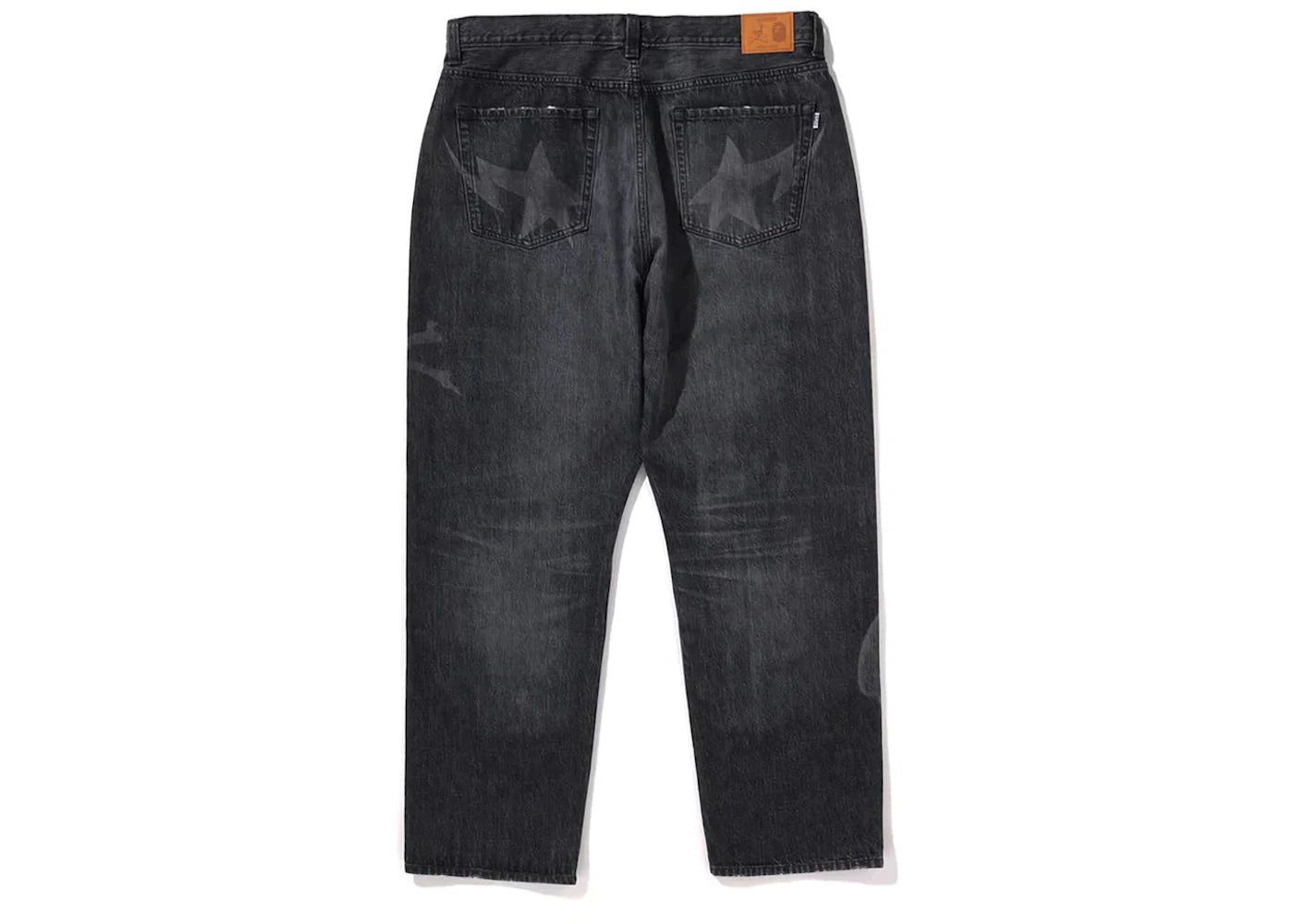 bape x mmj washed loose fit 14th denim pant black