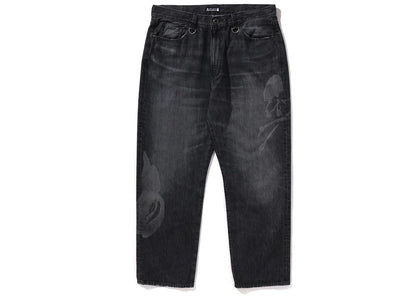 bape x mmj washed loose fit 14th denim pant black