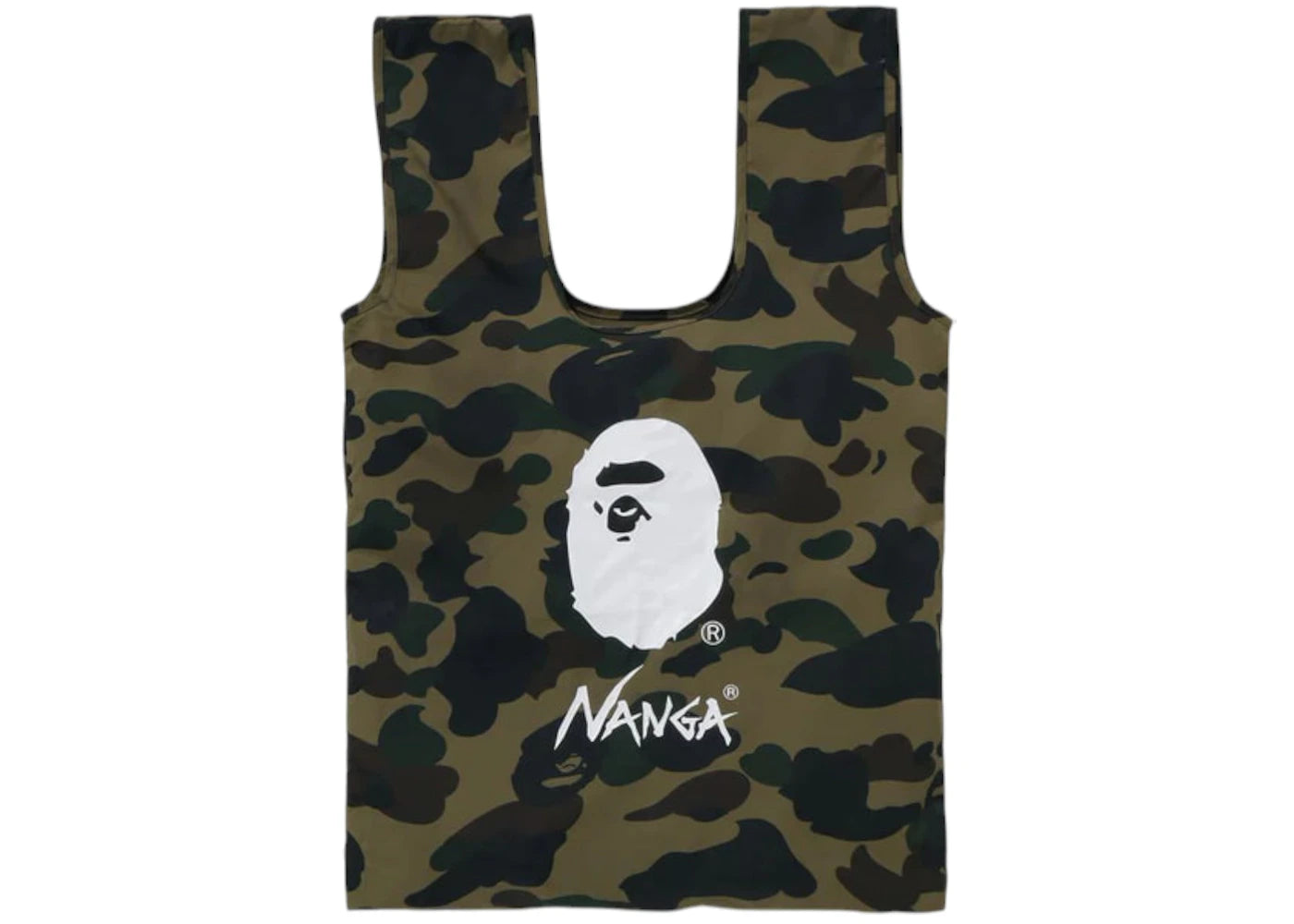 Bape X Nanga 1St Camo Pocketable Eco Bag Green