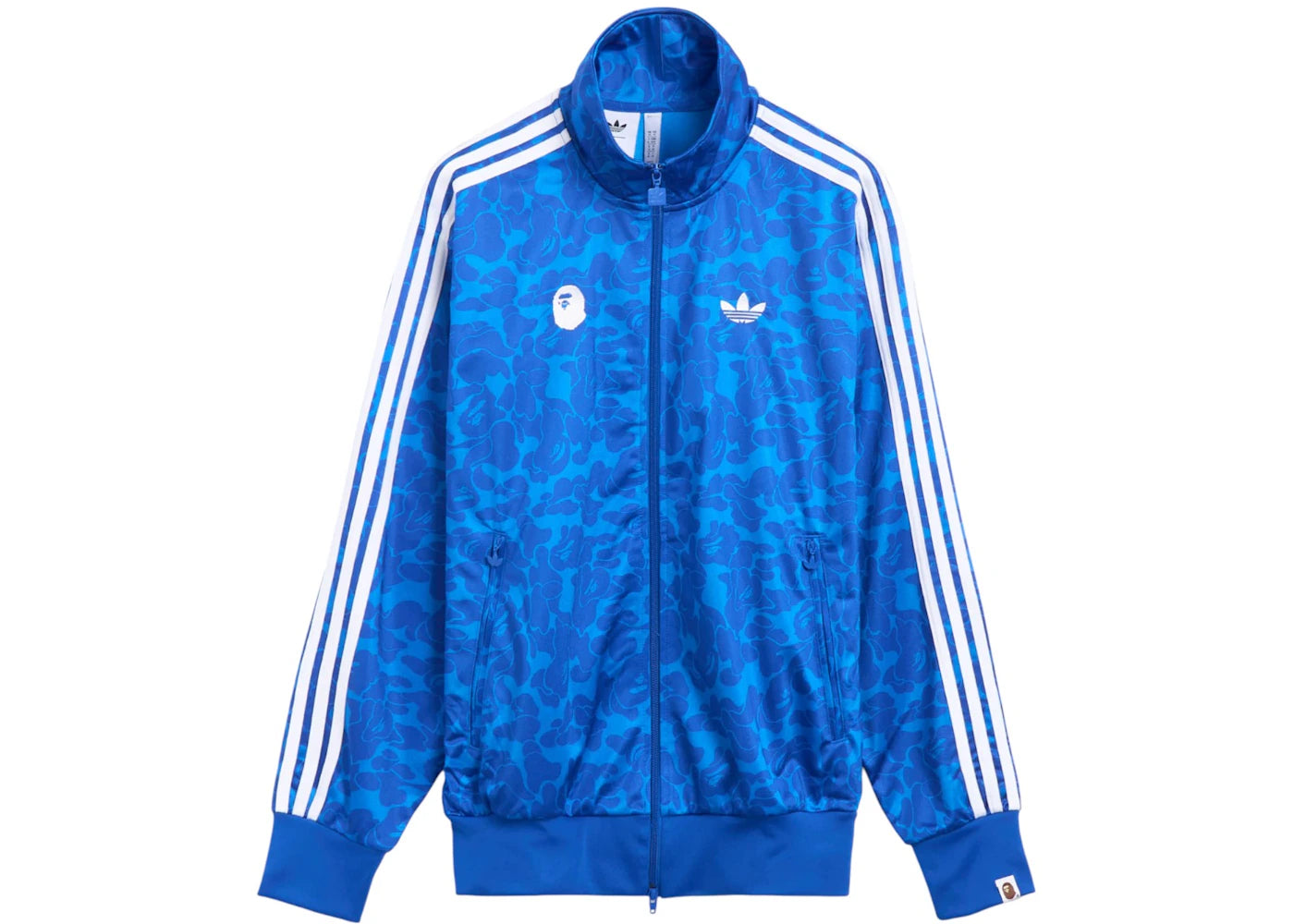 bape x adidas all over print sstr track jacket blue