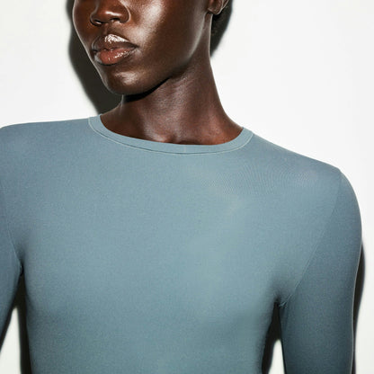 Skims Fits Everybody Long Sleeve Crew Neck Bodysuit Zircon
