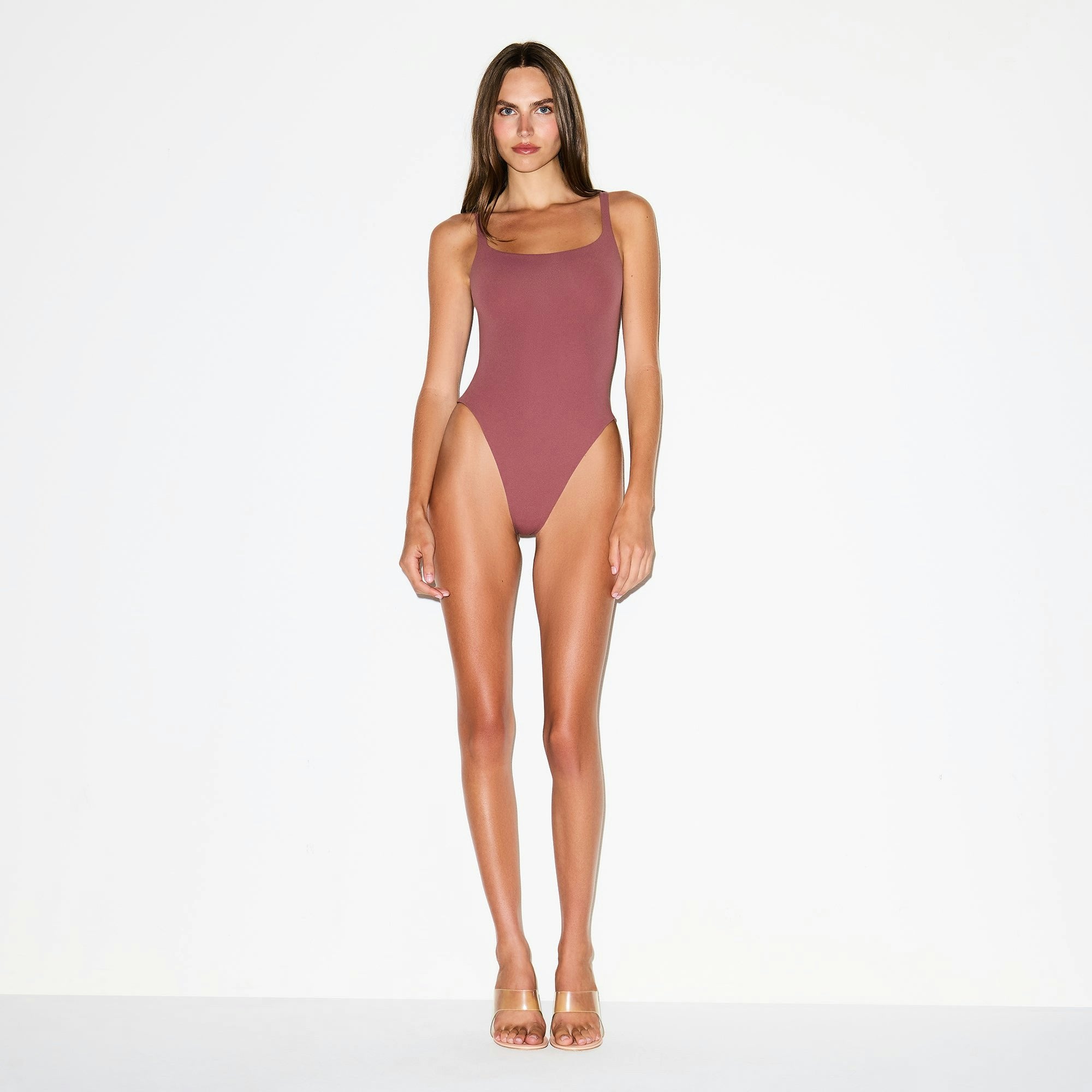 Skims Fits Everybody Square Neck Bodysuit Beet