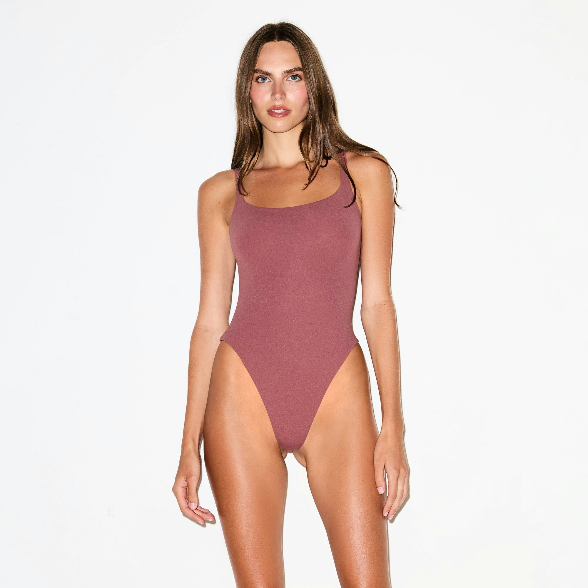 Skims Fits Everybody Square Neck Bodysuit Beet