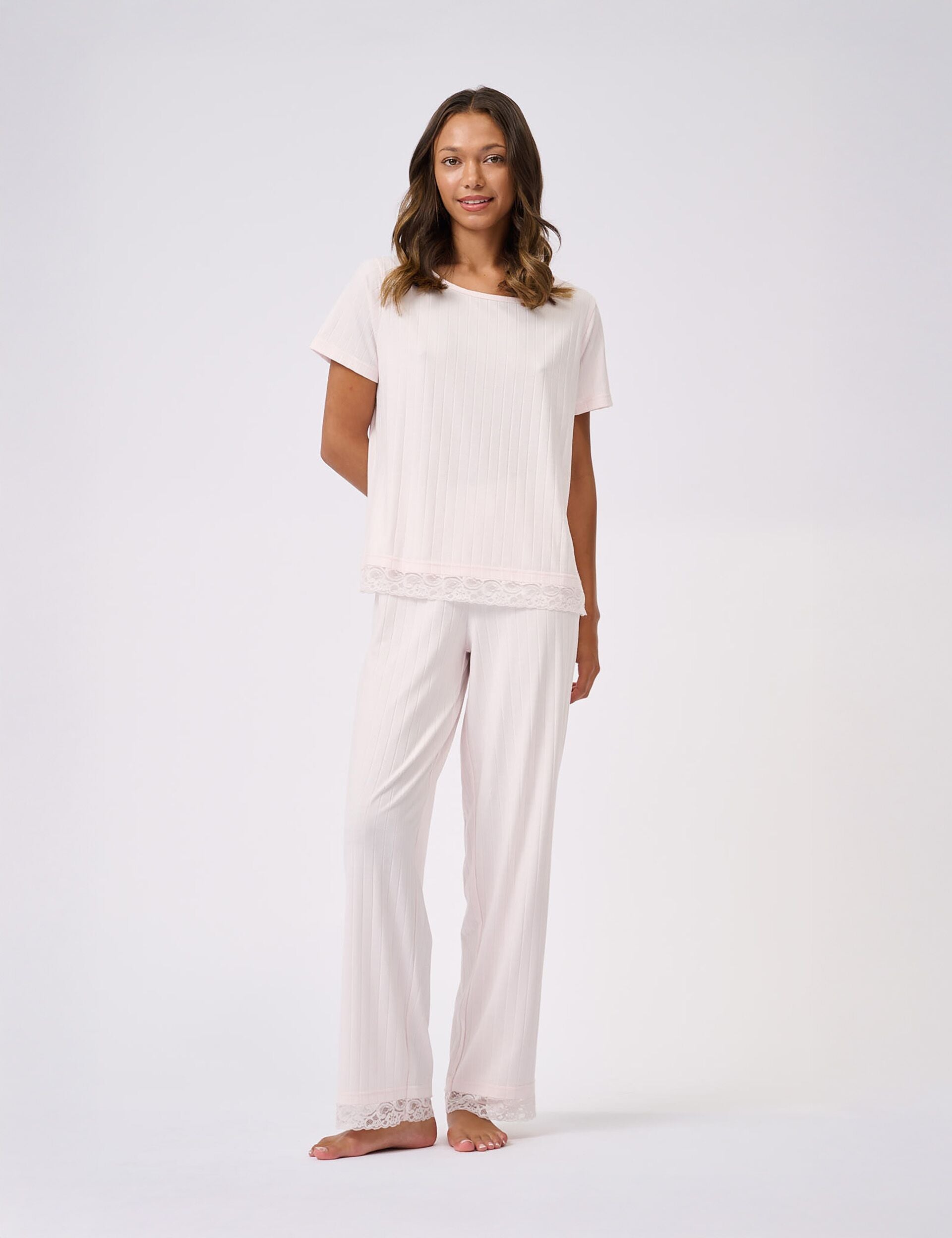 Ted Baker Betty Lace Trim Jersey Wide Leg Pyjama Set Women's