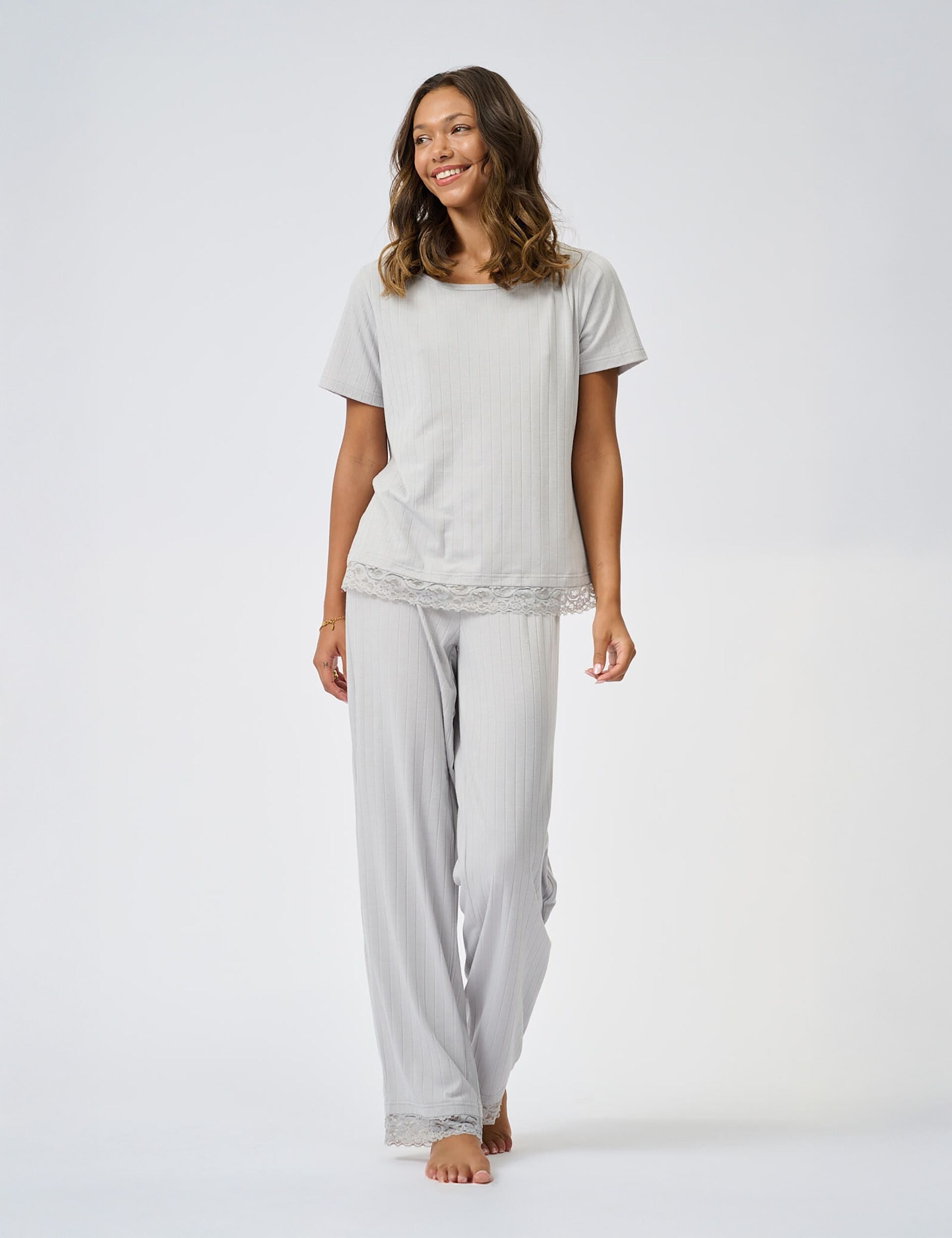 Ted Baker Betty Lace Trim Jersey Wide Leg Pyjama Set Women's