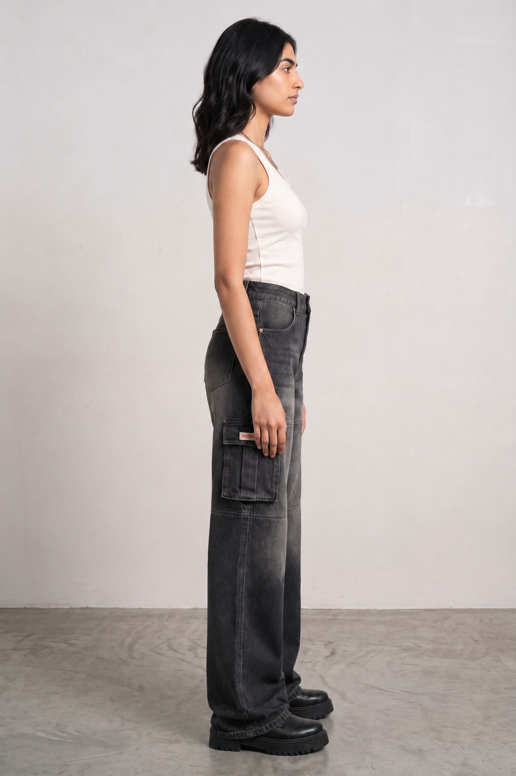 CARBON BLACK DENIM WOMEN'S CARGO